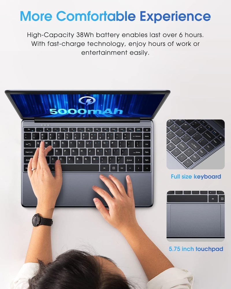 CHUWI HeroBook Pro 14.1'' Laptop, 256GB SSD 8GB RAM, Windows 11 Laptop, 1TB SSD Expand, Intel Celeron N4020(up to 2.8GHz), 2K FHD IPS Display, Ultra Slim, Mini-HDMI, 5G WiFi, USB3.0, Webcam,TF Card - Image 5