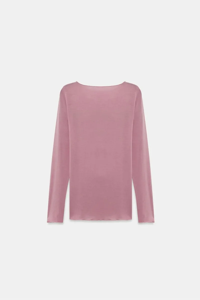 Dilvin Dusty Rose Pink DILVIN Slim Fit Boat Neck Long Sleeve Knit Blouse for Women | Best Price UAE