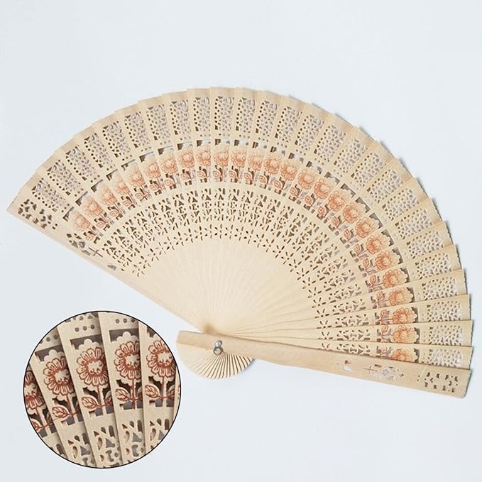 Cottage Handicraft Premium Japanese Folding Wooden Hand Held Fan Handicrafted Folding Hand Fan Girls Women Kids Boys Wedding Theme Party Decoration Stage Shows Dance Authentic Pack of 1  - Image 2
