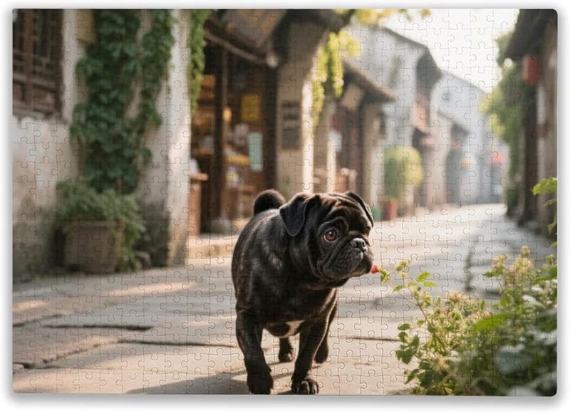 500 Pieces Jigsaw Puzzle Black Pug You Are My Life Educational Family Entertainment Toy - Image 1