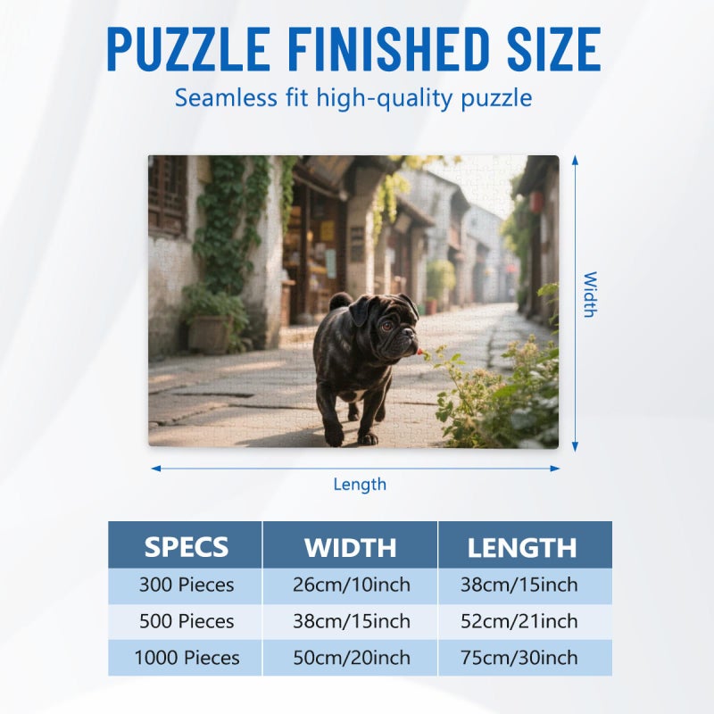 500 Pieces Jigsaw Puzzle Black Pug You Are My Life Educational Family Entertainment Toy - Image 3