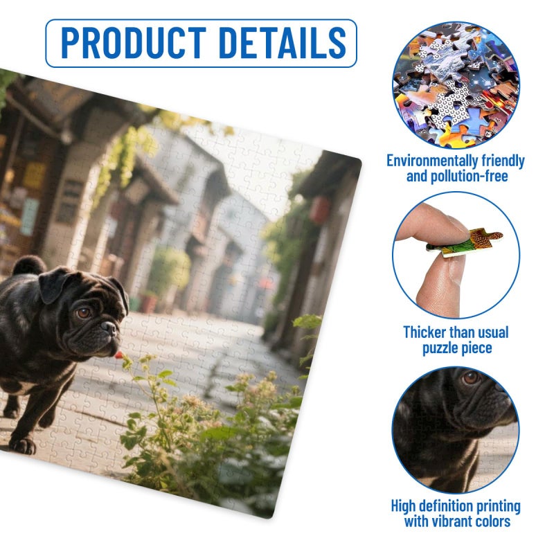 500 Pieces Jigsaw Puzzle Black Pug You Are My Life Educational Family Entertainment Toy - Image 4