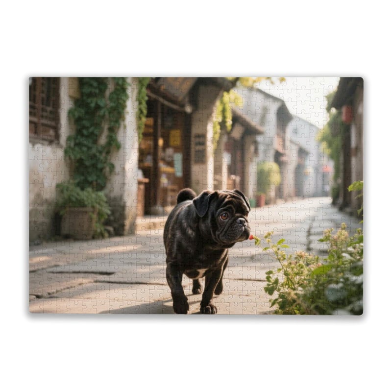 500 Pieces Jigsaw Puzzle Black Pug You Are My Life Educational Family Entertainment Toy - Image 2