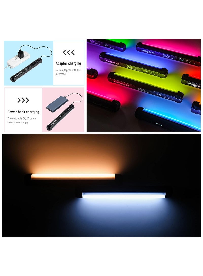 Weeylite عصا إضاءة فيديو LED محمولة من Weeylite K21 RGB، عصا إضاءة للتصوير الفوتوغرافي مع مغناطيس وتعتيم اللون 2500K-8500K بطارية مدمجة قابلة لإعادة الشحن وحامل تحكم في التطبيق - Image 3