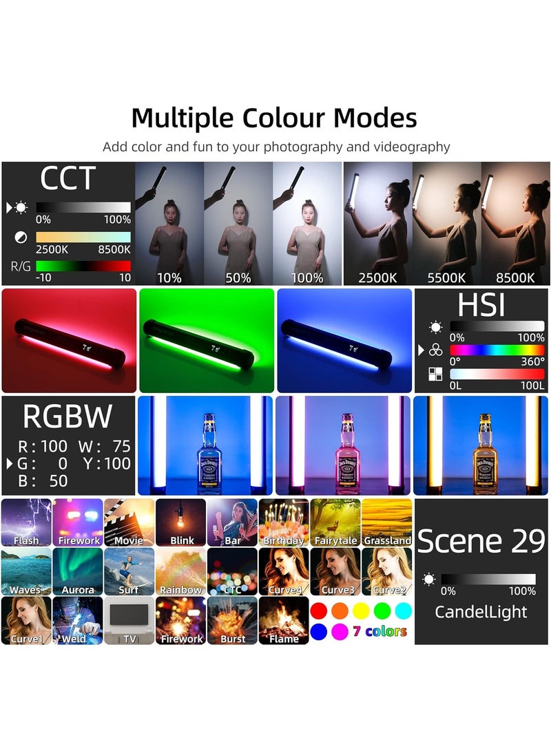 Weeylite عصا إضاءة فيديو LED محمولة من Weeylite K21 RGB، عصا إضاءة للتصوير الفوتوغرافي مع مغناطيس وتعتيم اللون 2500K-8500K بطارية مدمجة قابلة لإعادة الشحن وحامل تحكم في التطبيق - Image 4