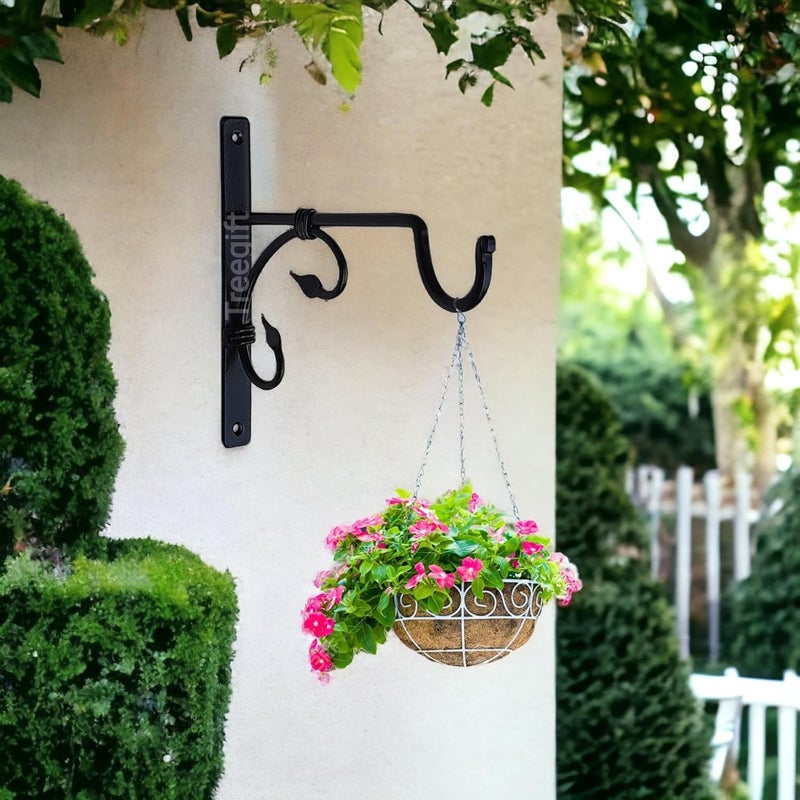 Treegift خطافات حوامل جدارية لتعليق الأواني والنباتات وأصص الزهور وغيرها من العناصر المعلقة باللون الأسود. الحجم - 19" × 17" سم (1) - Image 1