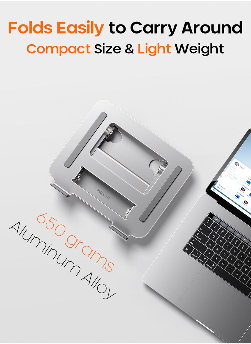 PEGANT - PEGANT Adjustable Laptop Stand for Desk, Ergonomic Portable Foldable Aluminum 10-16" Laptop Organizer, Lightweight Notebook Holder for Home Office Travel, Compatible with MacBook Dell HP Lenovo ASUS - Image 1