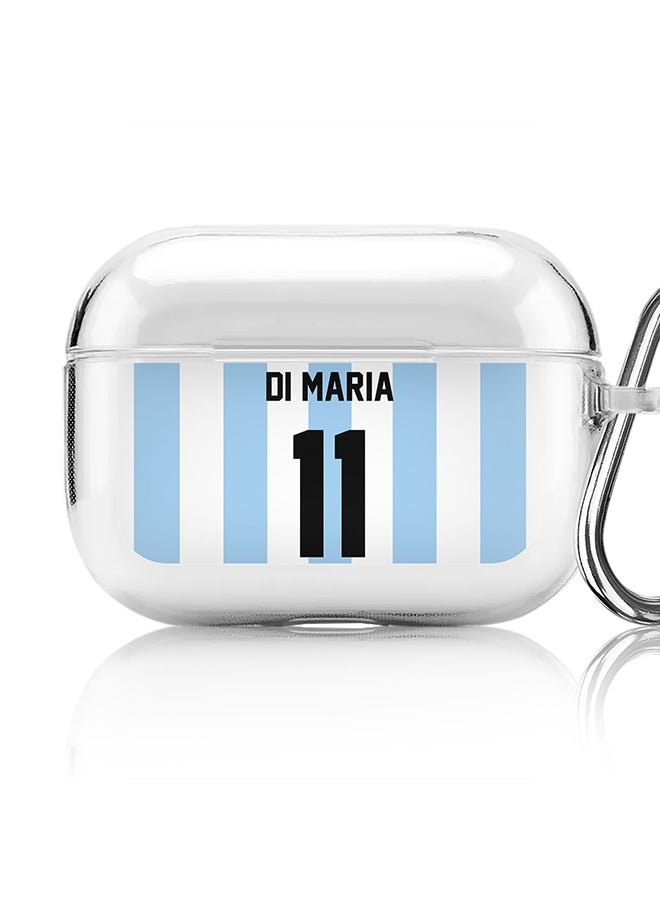 Stylizedd Classic Clear printed Case for Apple Airpods Pro Soft TPU Gel Thin Transparent Flexible Cover [Designed for Apple Airpods Pro] - Football Team - Argentina, Player Name - Di Maria - Image 1