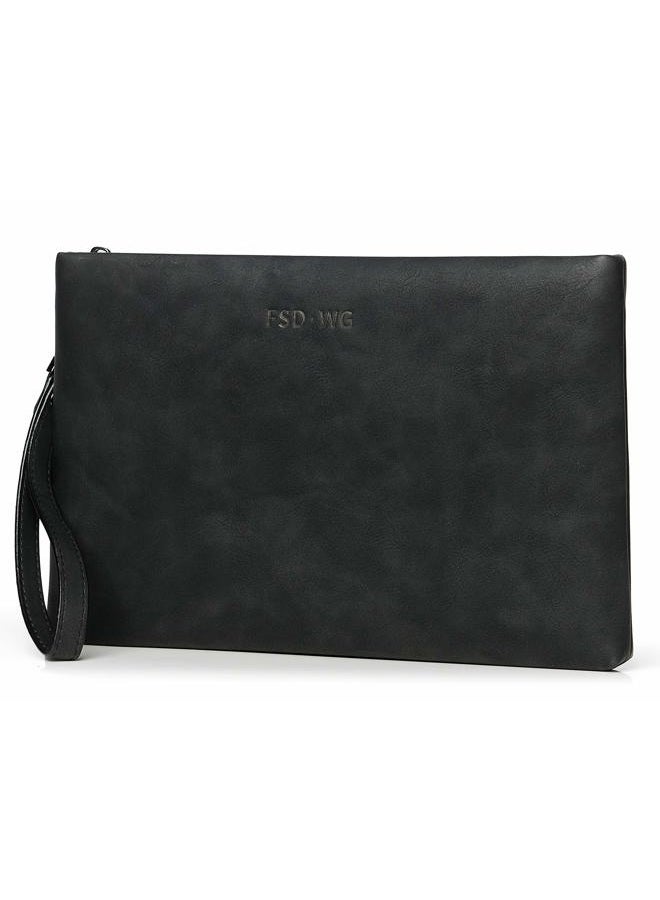 FSD.WG Mens Clutch Bag Man Purse Handbag 12 inches Large Hand Bag Big Clutch Wallet 3 COLOR, 0029black, Large - Image 1