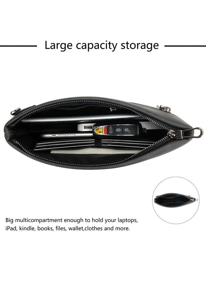 FSD.WG Mens Clutch Bag Man Purse Handbag 12 inches Large Hand Bag Big Clutch Wallet 3 COLOR, 0029black, Large - Image 5