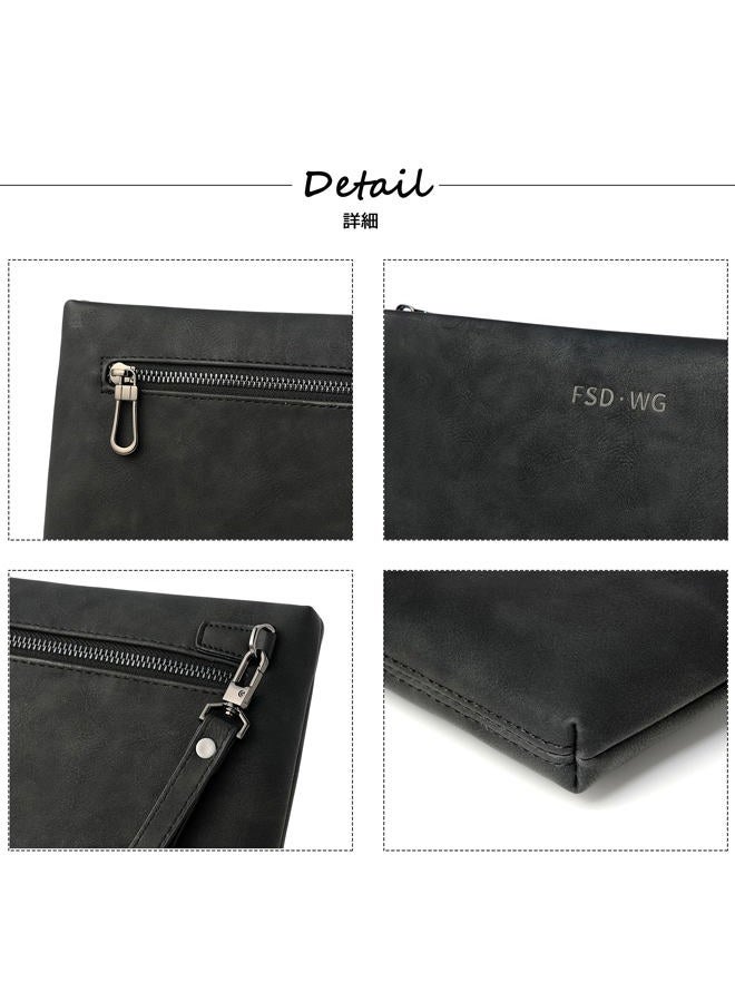 FSD.WG Mens Clutch Bag Man Purse Handbag 12 inches Large Hand Bag Big Clutch Wallet 3 COLOR, 0029black, Large - Image 4