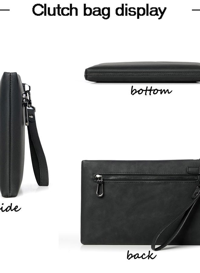 FSD.WG Mens Clutch Bag Man Purse Handbag 12 inches Large Hand Bag Big Clutch Wallet 3 COLOR, 0029black, Large - Image 3