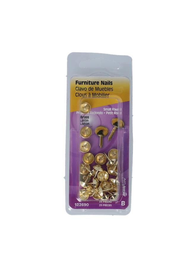 Hillman 25-Piece Small Round Head Brass Furniture Nails Brass 1-1/32 x 7/16inch 122690 - Image 1