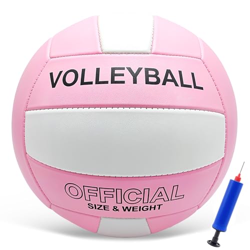 Stavanicen Volleyball Official Size 5 Volleyball for Indoor Outdoor, Soft Touch Volleyballs for Adults Beach Play Pool Game Gym Training Play, Durable Design, with Ball Pump (Pink) - Image 1