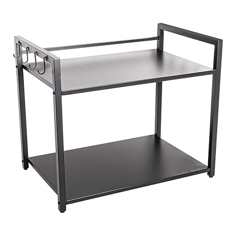 Reom Enterprise Reom Enterprise Metal Microwave Stand Microwave OTG Stand for Kitchen Counter Double Platform for Extra Storage with Hooks Kitchen Oven RackBlack Tiered Shelf  - Image 3