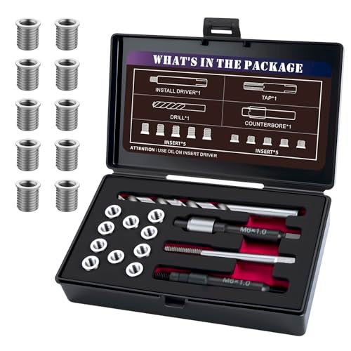SENNMONN M6X10 Thread Repair Kit with 94mm Insert HSS Drill Tap Installation Driver Counterbore Stainless Steel Insert M6X10X94mmX10 PCS - Image 1