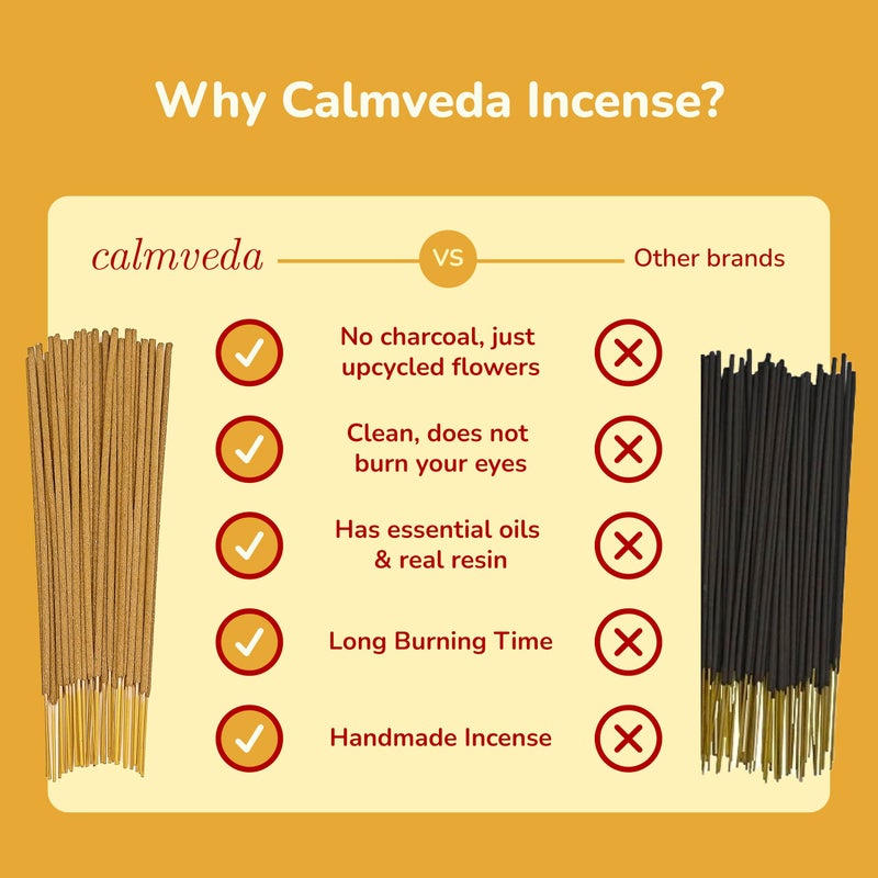 Calmveda Natural Incense Sticks Variety Pack - (5 Variants) Charcoal Free Inscents-Sticks, Made from Upcycled Flowers | Sacred Insence-Sticks from All Cultures (Inciensos Aromaticos) - Image 5
