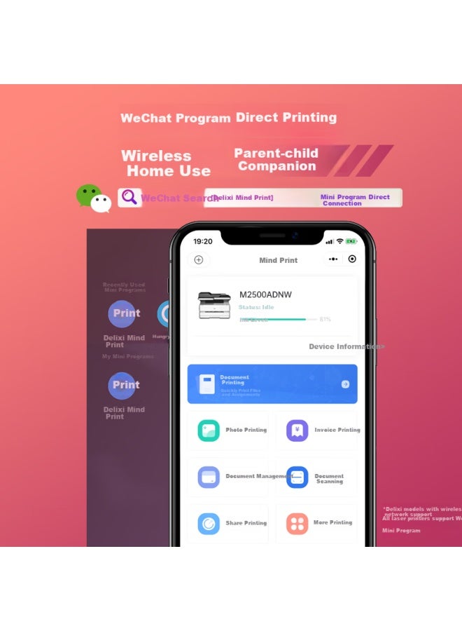 ديلي Deli M2500adnw طابعة مكتبية أبيض وأسود 3 في 1 A4، ناسخة، ماسحة ضوئية، آلة متكاملة، لاسلكية للمنزل، طابعة ليزر ثنائية الاتجاه تلقائية - Image 1