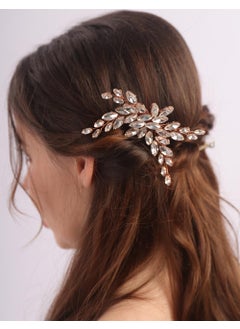 BERYUAN Dainty Crystal Rhinestone Hair Comb Rose Gold Wedding Hair Side Comb Teardrop Rhinestone Headpiece Bridal Hair Comb Crystal Wedding Hair Accessories for Brides Bridesmaid 