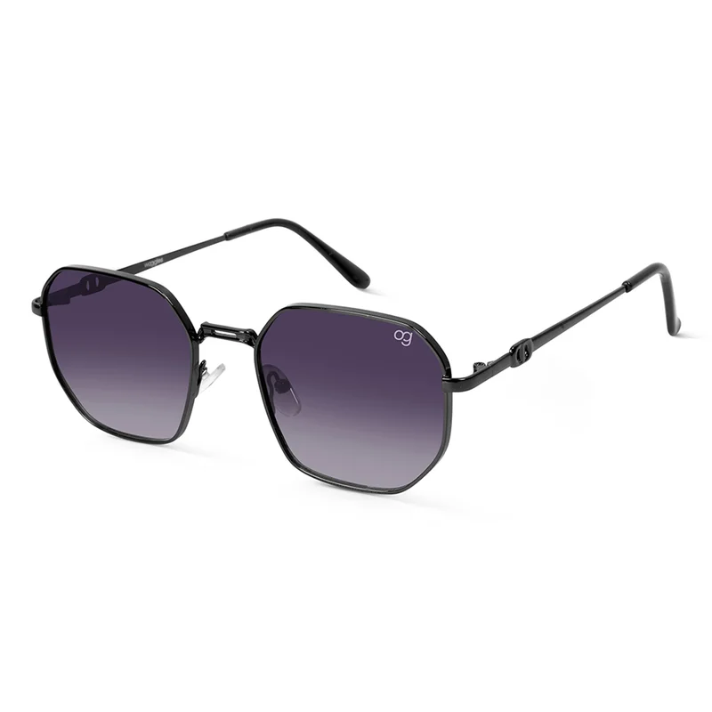 ووجلز UV- Protected  Black Hexagonal Sunglasses