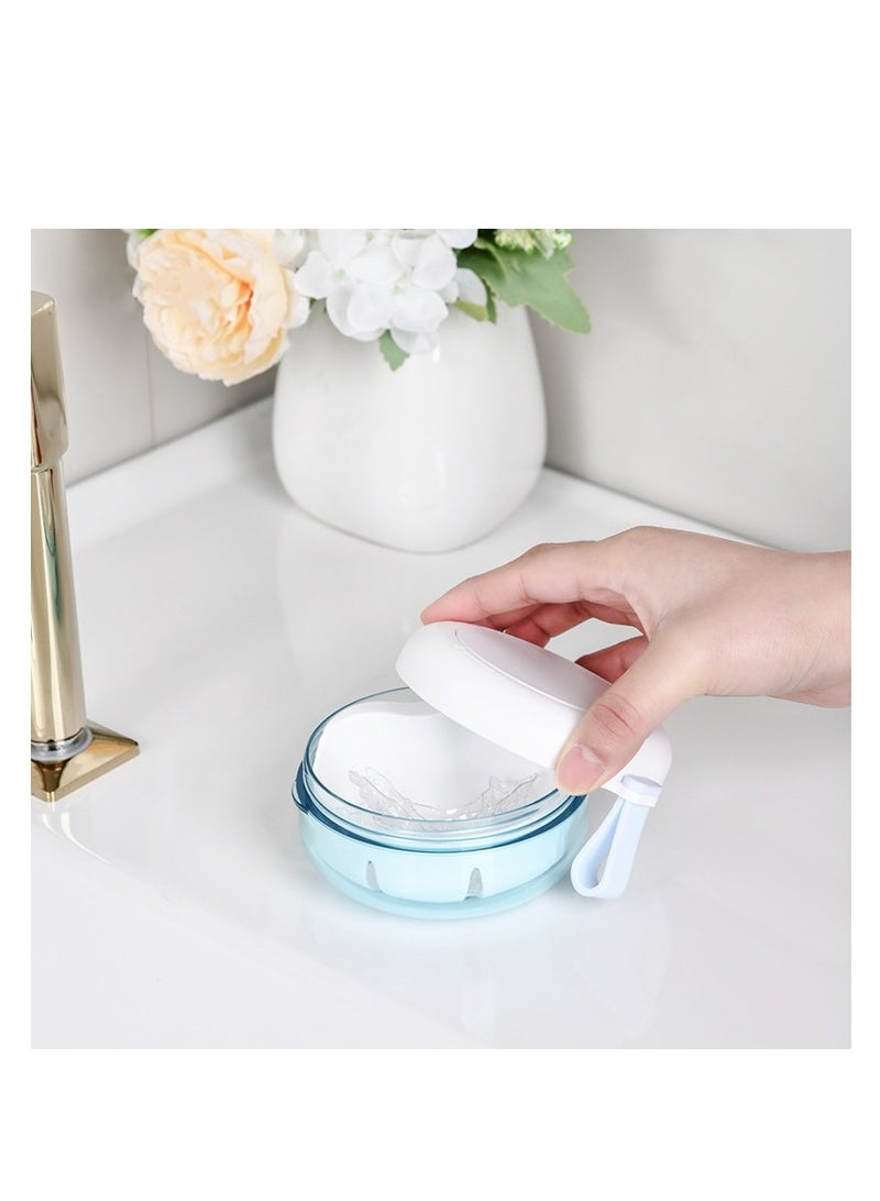 Joyelink Denture Case, Denture Dip Case, Perfect for Travelling, Denture Organiser with Filter and Magnetic Mirror (Blue and White)  - Image 5