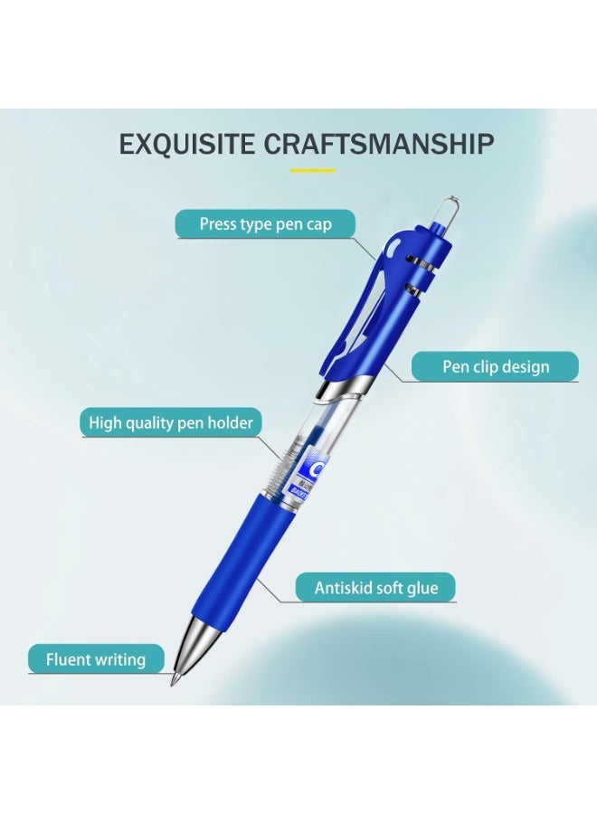 [12 Pens - blue Ink]  Retractable Gel Pens. (12 blue) Fine Point (0.5mm) Rollerball Pens with Comfort Grip - Image 3