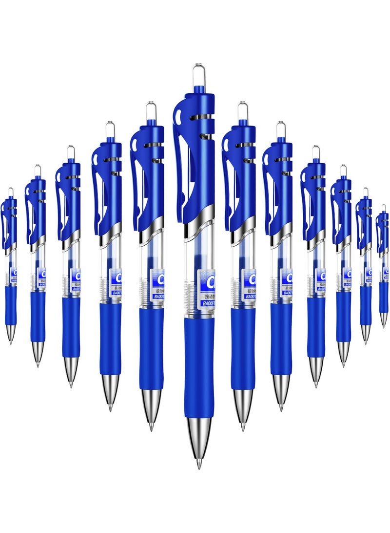 [12 Pens - blue Ink]  Retractable Gel Pens. (12 blue) Fine Point (0.5mm) Rollerball Pens with Comfort Grip - Image 1