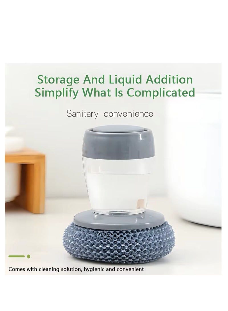 BLUE CORAL Stainless Steel Pan Sponge Portable Kitchen Soap Dispensing Utensils Dishwashing Scrubber Brush Dishwasher Cleaning Brush (2-Pack) - Image 2