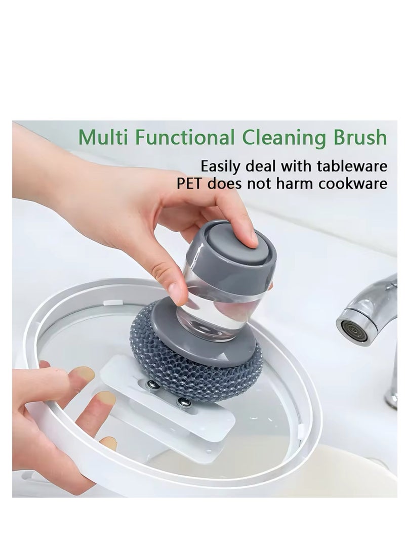 BLUE CORAL Stainless Steel Pan Sponge Portable Kitchen Soap Dispensing Utensils Dishwashing Scrubber Brush Dishwasher Cleaning Brush (2-Pack) - Image 5
