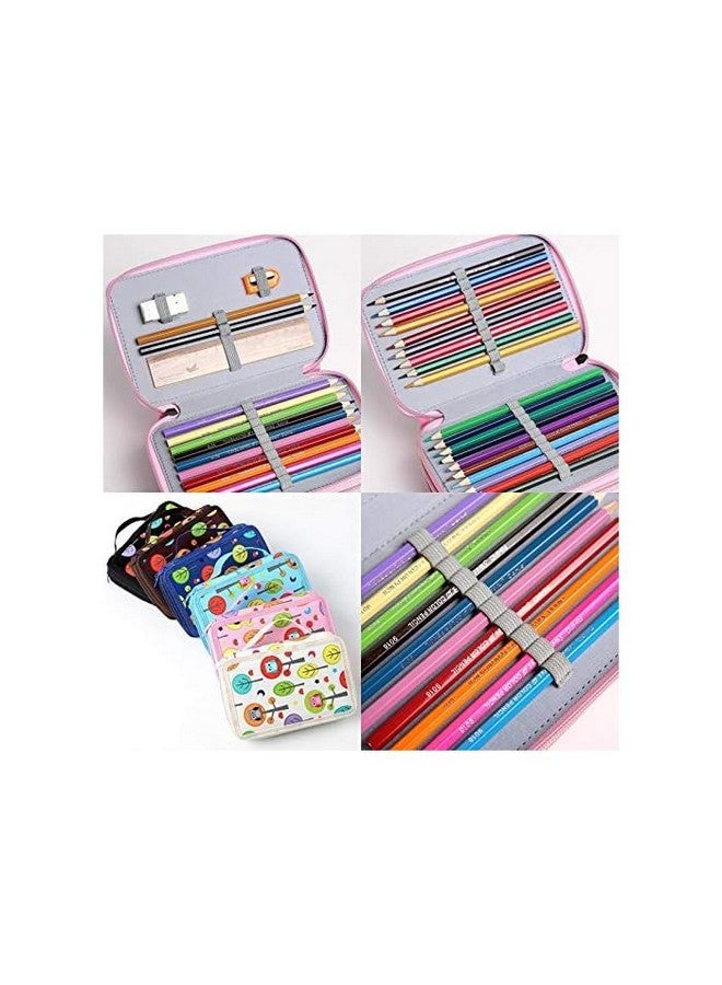 هابي كيدز حقيبة أقلام فنية من هابي كيدز، 32 فتحة، طبقتين، صندوق أقلام قماشي بتصميم فني طبيعي (وردي) - Image 5