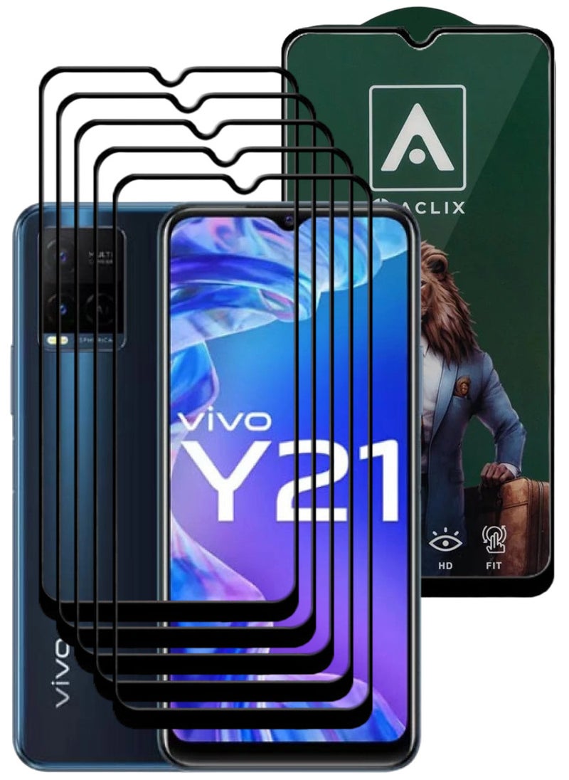 ACLIX 5 Pieces Antistatic ESD Dustproof Premium Quality High Definition Tempered Glass Screen Protector Designed For vivo Y21 - Image 1