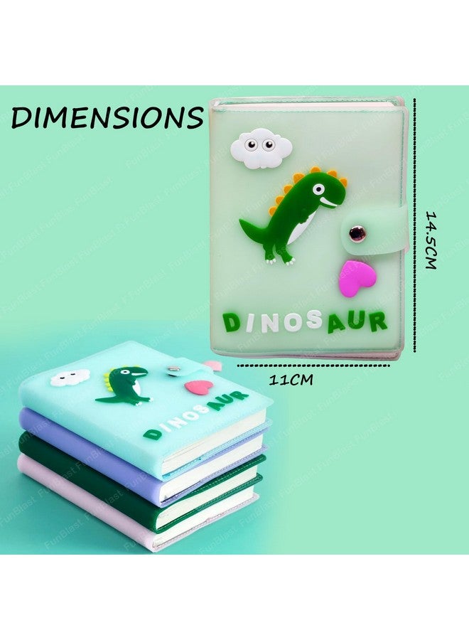 FunBlast FunBlast Diary - A6 Size, Dinosaur Theme Diary, Diary with Button Lock, Diary for Girls, Notepad Diary, Return Gifts for Kids, Diary for Journaling with Silicone Cover (90+ Pages) (Light Green)  - Image 2
