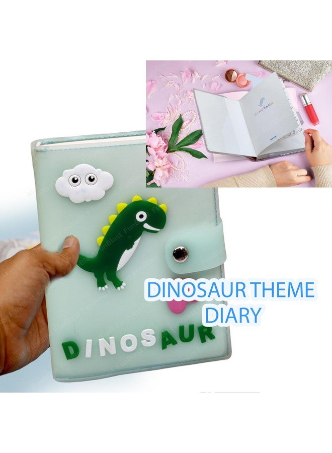 FunBlast FunBlast Diary - A6 Size, Dinosaur Theme Diary, Diary with Button Lock, Diary for Girls, Notepad Diary, Return Gifts for Kids, Diary for Journaling with Silicone Cover (90+ Pages) (Light Green)  - Image 5