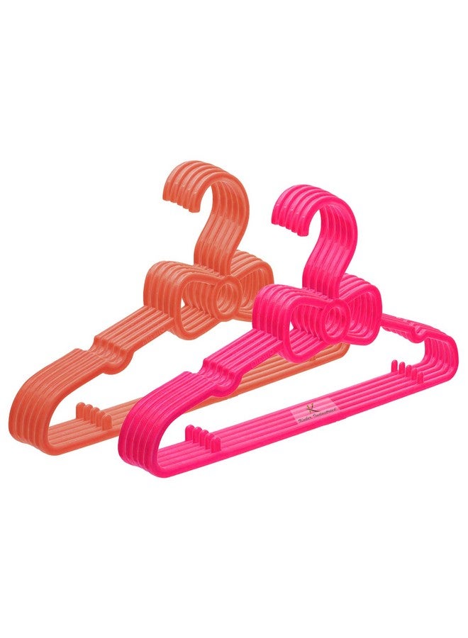 Kuber Industries Kids Mizano Plastic Non-Slip Clothes Hangers|Pack of 10 (Peach & Pink) - Image 1