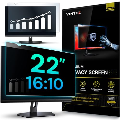 VINTEZ 22 Inch 16:10 Privacy Screen for Computer Monitor and Laptop - Anti Glare Protector Film Blue Light Filter Eye Protection - Computer Screen Privacy Shield, [1 Pack] - Image 1