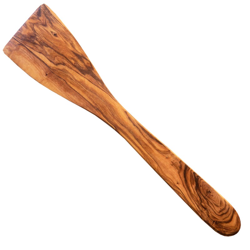 Thirteen Chefs Olive Wood Spatula 12 Inch - Flat Wooden Turner for Non Stick and Cast Iron Pans â€“ Safe and Natural for Kitchen and Cooking - Image 1