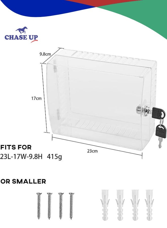 Chase Up Thermostat Lock Box with Key, Clear Large Thermostat Cover on Wall, Protect Guard Fits Thermostats 7H x 4.5W inches or Smaller - Image 2