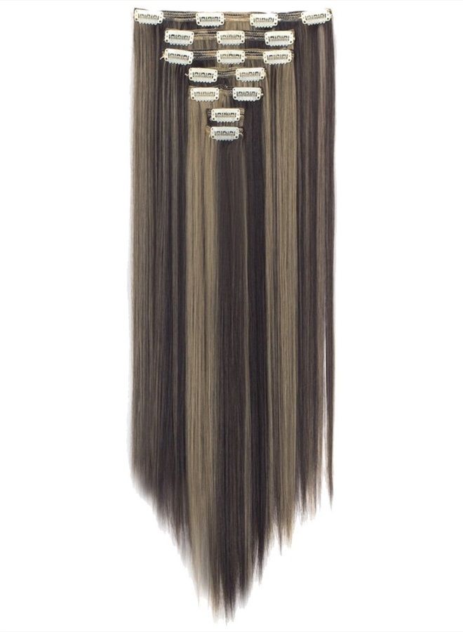Lelinta 7Pcs 16 Clips 23"-24" Thick Curly Straight Full Head Clip in on Double Weft Hair Extensions - Image 2