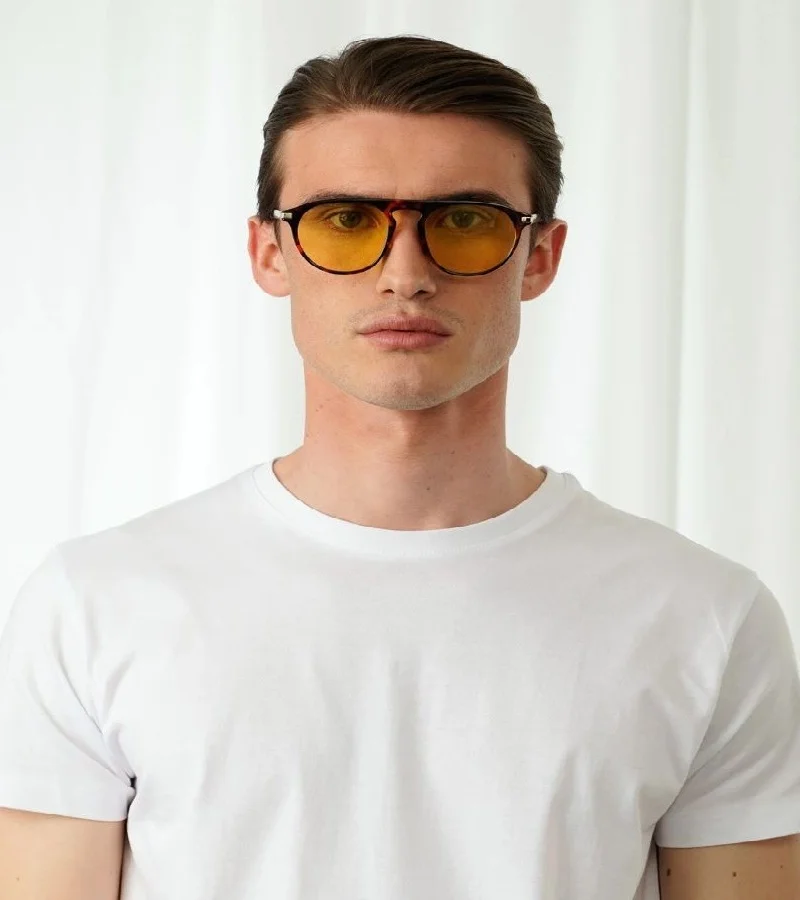 Explicit Poets Explicit Poets Unisex Carter Tortoise-Yellow Stylish Sunglasses, 13EP3