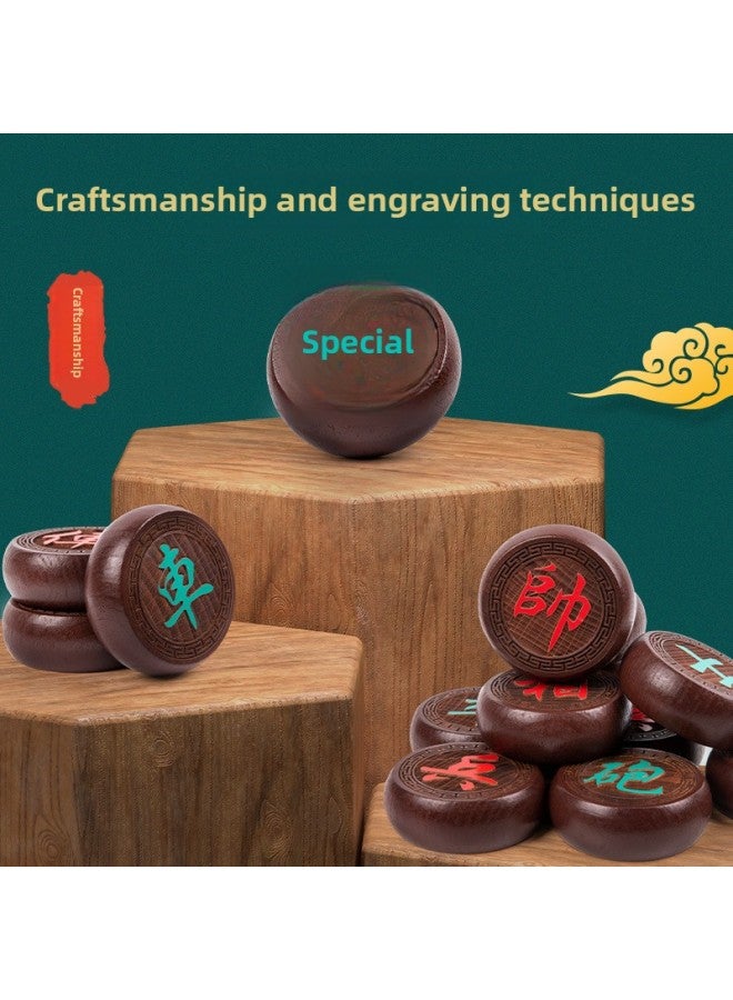 Direct Chinese Chess Solid Wood Large Wood Carving Craft Chess Suit To Send Elders High-grade Gift Box-Color:50#Burmese Rosewood Gift Box (4.8*1.8cm) - Image 4