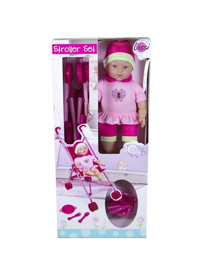 Lissi دمية: مجموعة عربة أطفال بمظلة مع لعبة لعب الأدوار للدمية مقاس 16 بوصة قابلة للطي بشكل مضغوط للأعمار من 4 سنوات فما فوق - Image 4