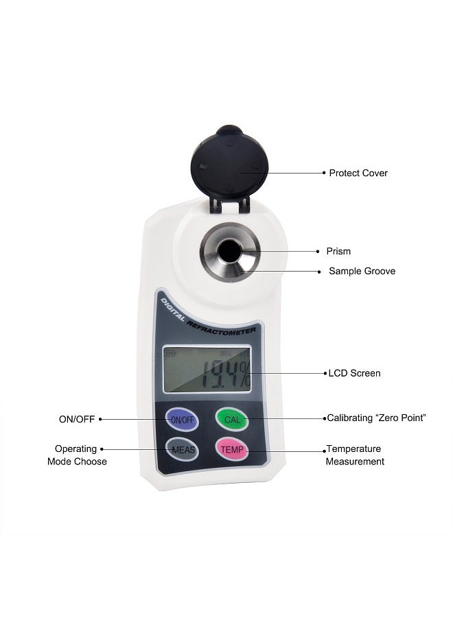 Generic - Digital Brix Sugar Refractometer Electronic Handheld Sweetness Meter Saccharimeter Measurement Range 0.0-55% Brix for Water Fruit Crops - Image 1