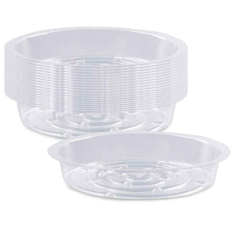 Rocutus Plant Saucer,20 Pack Plastic Plant Saucer Drip Trays Small Plant Plate Dish,Heavy Duty Clear Plastic Plant Saucers Flower Pot Tray Flower Pot Drip Pan for Indoor and Outdoor Plants (6 Inch) - Image 1