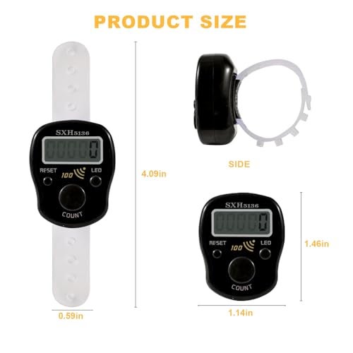 TESEAS Finger Counter Click Manual Digital clicker, 2pack Stitch Tally Knitting Counters Led Re-settable Digits Pitch Electronic LCD Display finger Number Counter Finger Hand Tally Counter Counting Clicker - Image 3