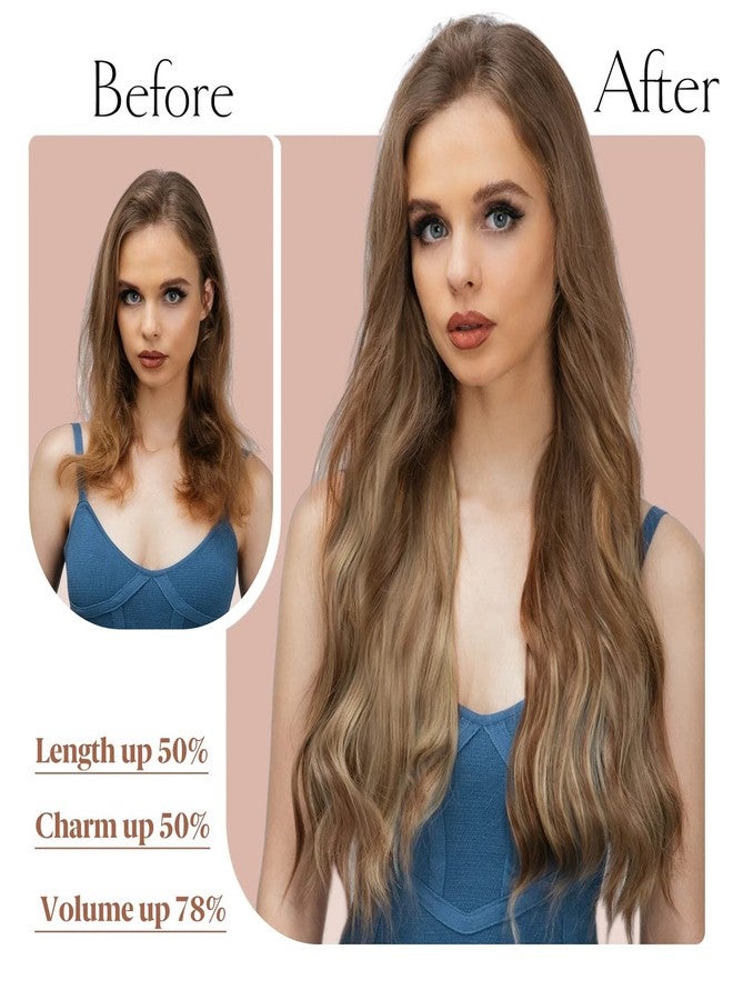 elio 20 Inch Long Wavy Clip in Hair Extensions - 6PCS Set for Full Head - Thick Double Weft Synthetic Hairpieces - 240g (8.47oz) - Ideal for Women (Chestnut Brown) - Image 5