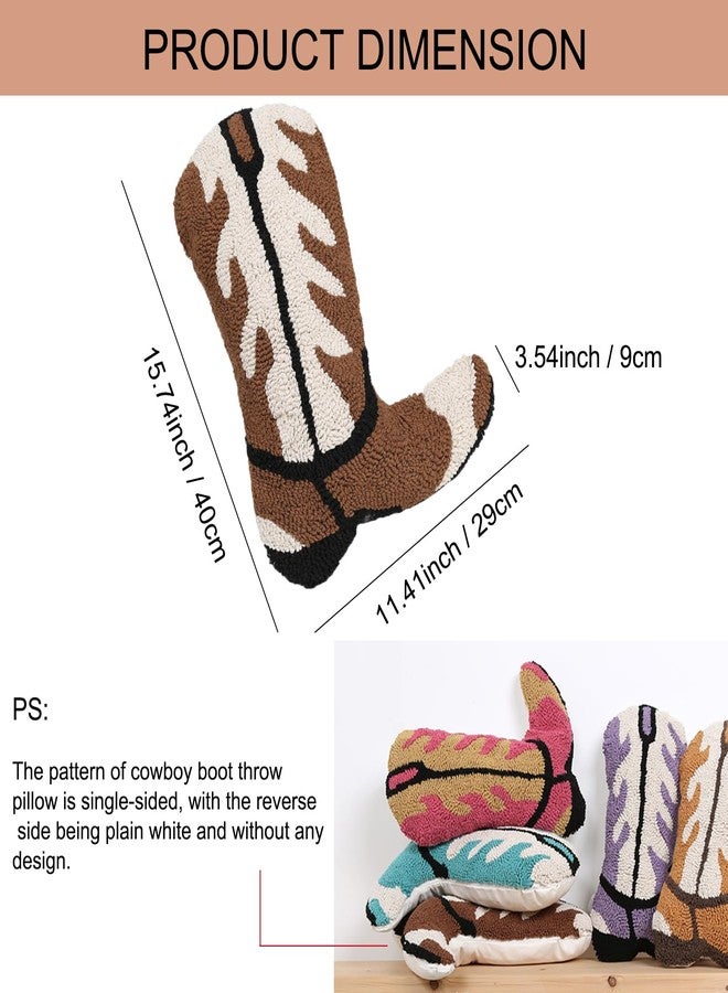 Moorfowl Cowboy Boot Throw Pillow Single-Sided Cute Novelty Accent Pillows Decorative Boot Shaped Stuffed Cushion for Bed Couch Chair Sofa - Image 2