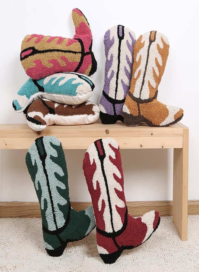 Moorfowl Cowboy Boot Throw Pillow Single-Sided Cute Novelty Accent Pillows Decorative Boot Shaped Stuffed Cushion for Bed Couch Chair Sofa - Image 3