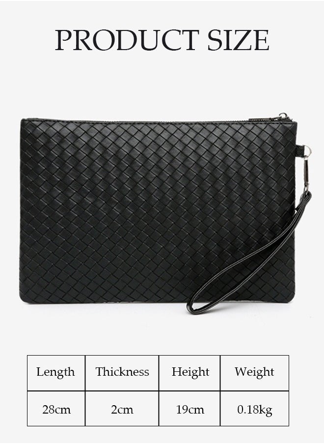 DUNISO Men's Clutch Bag Faux Leather Wallet Bag Large Capacity Light Weight Handbag Portable Envelope Phone Purse with Wrist Strap  - Image 2