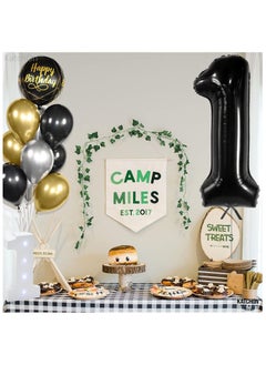 KATCHON Black Number 1 Balloon for 1st Birthday or Anniversary Decorations  - Image 3