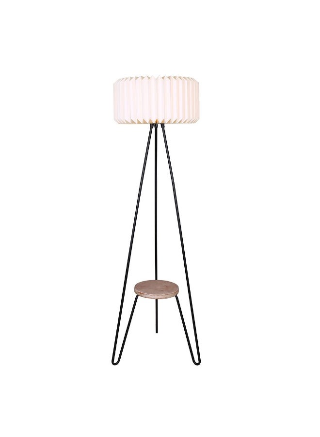 DANUBE HOME Danube Home Nicholas Tripod Floor Lamp With Rattan Shade & Shelf Modern Indoor Lighting Fixture In Black & White 1-E27 Socket (60W) Floor Light For Room - 153X46X153Cm (1 Year Warranty) 